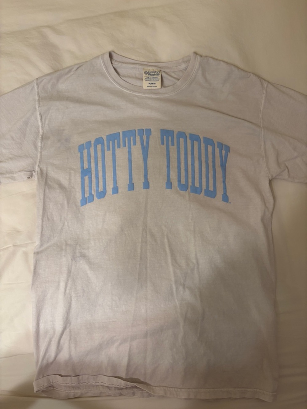 White 'Hotty Toddy' Tee with Light Blue Chest Print